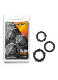 Набор из 3 чёрных эрекционных колец Stay Hard Beaded Cockrings - Blush Novelties - в Новом Уренгое купить с доставкой