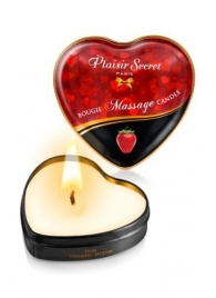 Массажная свеча с ароматом клубники Bougie Massage Candle - 35 мл. - Plaisir Secret - купить с доставкой в Новом Уренгое
