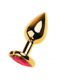 Золотистая анальная пробка с кристаллом-сердцем - 7,5 см. - ToyFa - купить с доставкой в Новом Уренгое