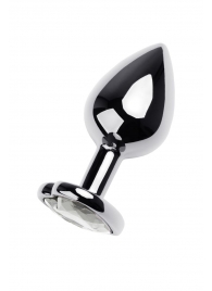 Серебристая анальная пробка с прозрачным кристаллом-сердцем - 8 см. - ToyFa - купить с доставкой в Новом Уренгое