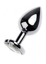 Серебристая анальная пробка с прозрачным кристаллом-сердцем - 8 см. - ToyFa - купить с доставкой в Новом Уренгое