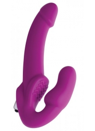 Ярко-розовый безремневой вибрострапон Evoke Vibrating Strapless Silicone Strap-on Dildo - XR Brands - купить с доставкой в Новом Уренгое