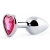 Серебристая анальная пробка с розовым кристаллом-сердечком - 7 см. - Anal Jewelry Plug - купить с доставкой в Новом Уренгое