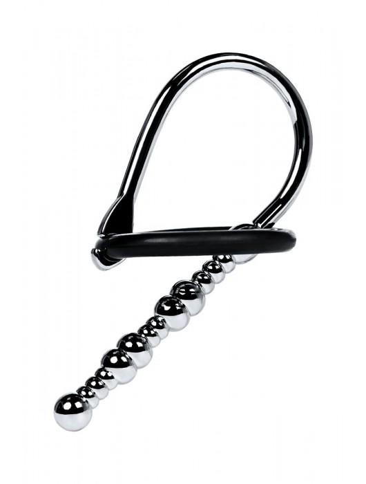 Серебристый уретральный плаг-бусины TOYFA Metal с мягким фиксириющим кольцом - ToyFa - купить с доставкой в Новом Уренгое