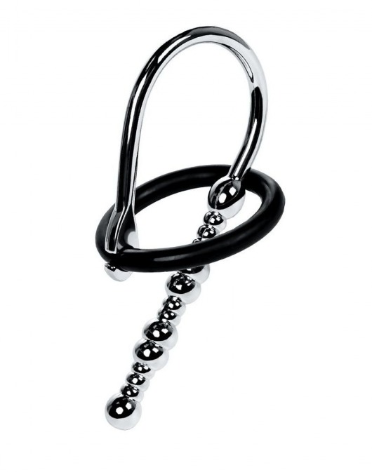 Серебристый уретральный плаг-бусины TOYFA Metal с мягким фиксириющим кольцом - ToyFa - купить с доставкой в Новом Уренгое