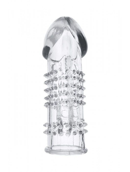Прозрачная гелевая насадка с шипами и клиторальным отростком - 13 см. - Toyfa Basic - в Новом Уренгое купить с доставкой