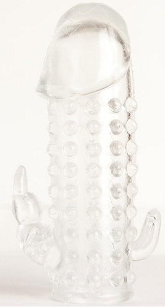 Гелевая прозрачная насадка с 2 отростками - 13 см. - Toyfa Basic - в Новом Уренгое купить с доставкой