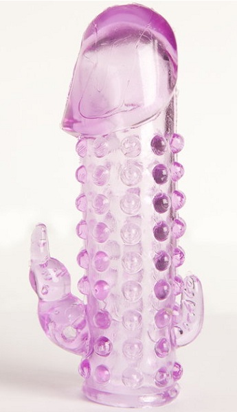 Закрытая фиолетовая насадка с 2 отростками - 13 см. - Toyfa Basic - в Новом Уренгое купить с доставкой