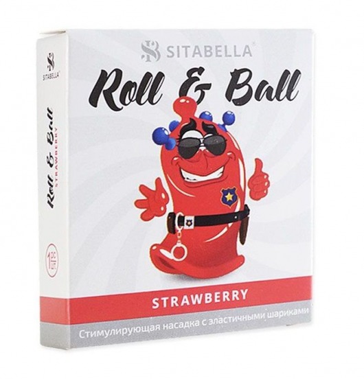 Стимулирующий презерватив-насадка Roll   Ball Strawberry - Sitabella - купить с доставкой в Новом Уренгое