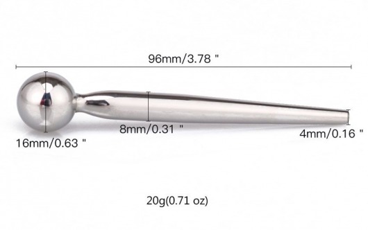 Гладкий металлический уретральный плаг с шариком - 9,6 см. - Notabu - купить с доставкой в Новом Уренгое