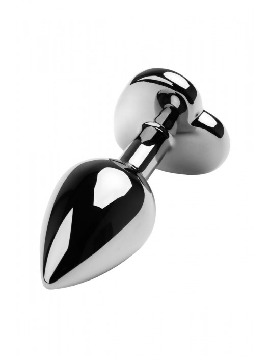 Серебристая коническая анальная пробка с красным кристаллом-сердечком - 7 см. - ToyFa - купить с доставкой в Новом Уренгое