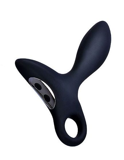 Черный силиконовый анальный вибромассажер Erokey с колечком-ограничителем - Erokay - в Новом Уренгое купить с доставкой