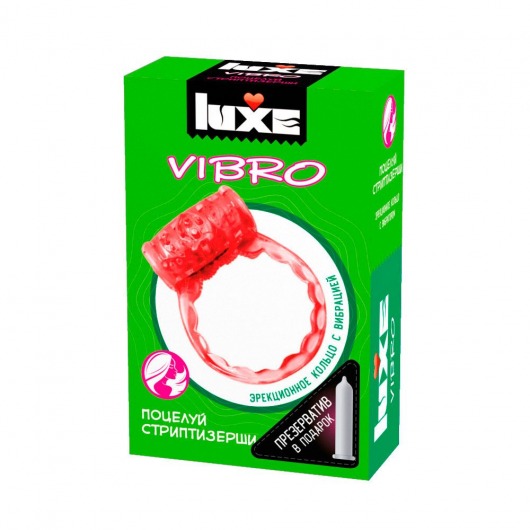 Розовое эрекционное виброкольцо Luxe VIBRO  Поцелуй стриптизёрши  + презерватив - Luxe - в Новом Уренгое купить с доставкой