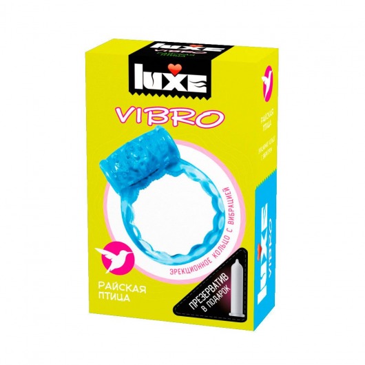 Голубое эрекционное виброкольцо Luxe VIBRO  Райская птица  + презерватив - Luxe - в Новом Уренгое купить с доставкой