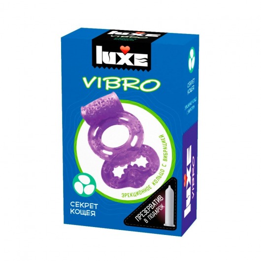 Фиолетовое эрекционное виброкольцо Luxe VIBRO  Секрет Кощея  + презерватив - Luxe - в Новом Уренгое купить с доставкой