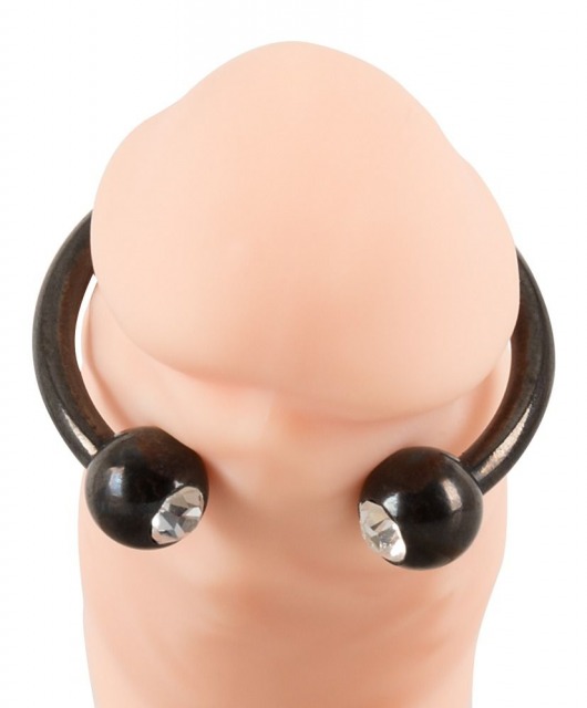Черное металлическое кольцо под головку со стразами Glans Ring - Orion - купить с доставкой в Новом Уренгое