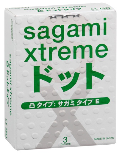 Презервативы Sagami Xtreme SUPER DOTS с точками - 3 шт. - Sagami - купить с доставкой в Новом Уренгое