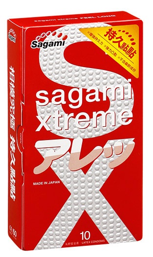 Утолщенные презервативы Sagami Xtreme Feel Long с точками - 10 шт. - Sagami - купить с доставкой в Новом Уренгое