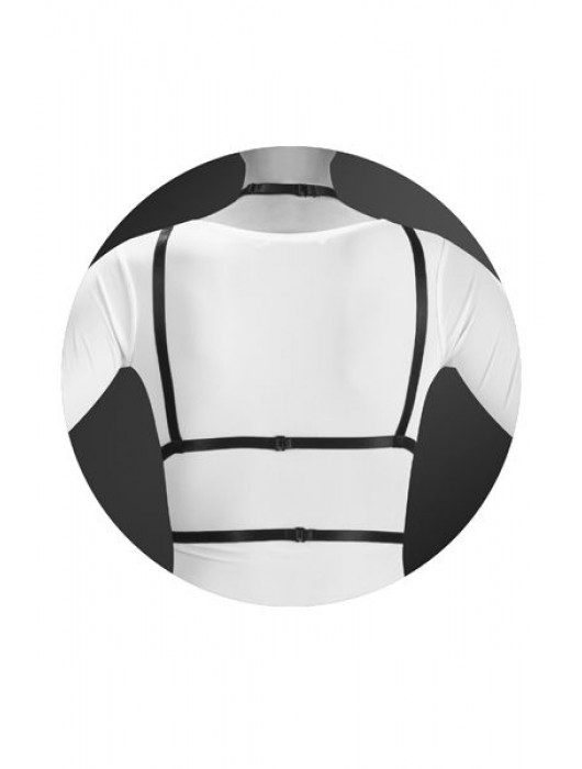 Черная упряжь на грудь Laura - Bijoux Pour Toi - купить с доставкой в Новом Уренгое