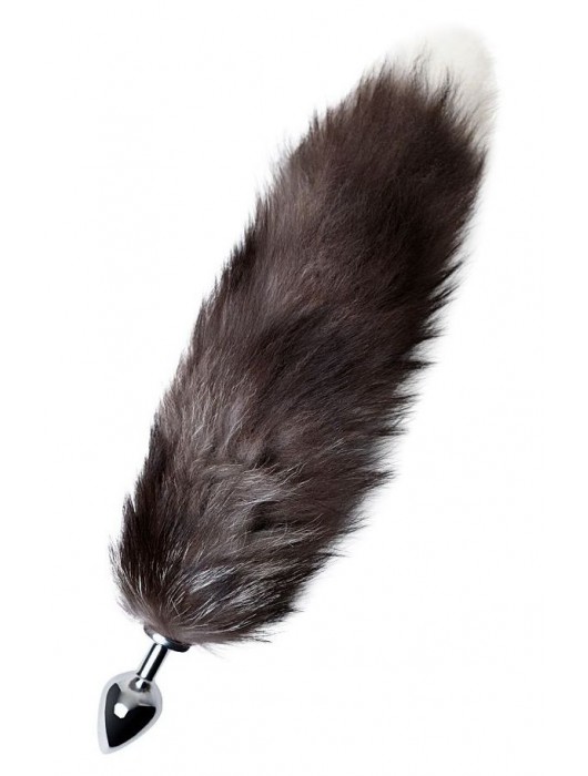 Серебристая металлическая анальная втулка с хвостом чернобурой лисы - размер S - ToyFa - купить с доставкой в Новом Уренгое