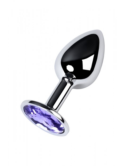 Серебристая конусовидная анальная пробка с фиолетовым кристаллом - 7 см. - ToyFa - купить с доставкой в Новом Уренгое