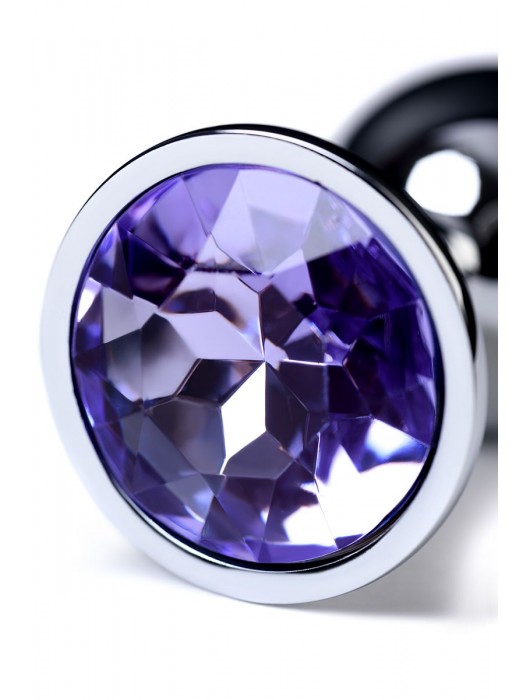 Серебристая конусовидная анальная пробка с фиолетовым кристаллом - 7 см. - ToyFa - купить с доставкой в Новом Уренгое