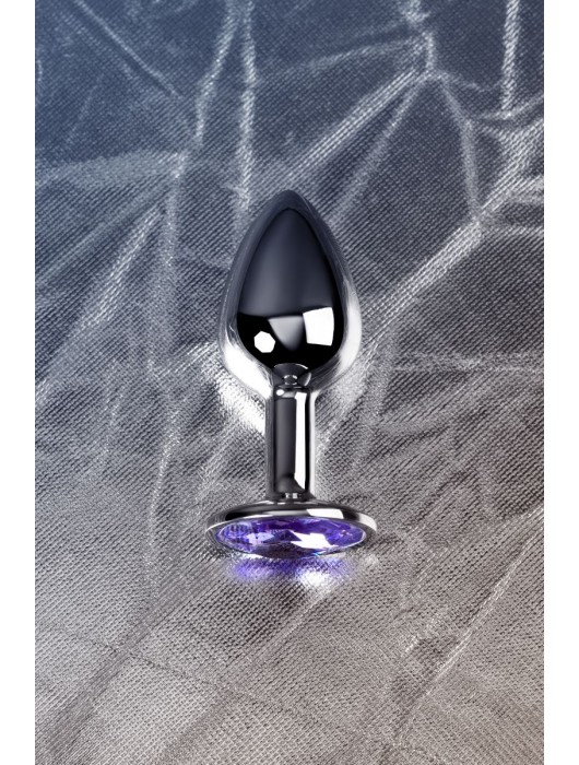 Серебристая конусовидная анальная пробка с фиолетовым кристаллом - 7 см. - ToyFa - купить с доставкой в Новом Уренгое
