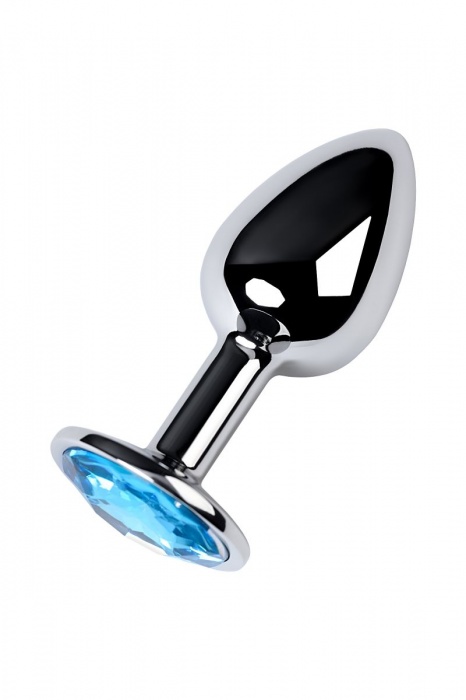 Серебристая конусовидная анальная пробка с голубым кристаллом - 7 см. - ToyFa - купить с доставкой в Новом Уренгое