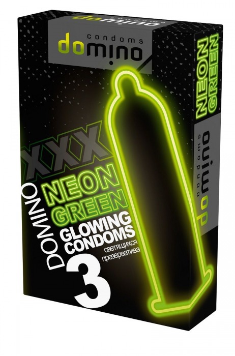 Презервативы DOMINO Neon Green со светящимся в темноте кончиком - 3 шт. - Domino - купить с доставкой в Новом Уренгое