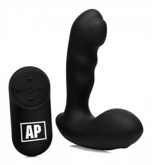 Черный стимулятор простаты Alpha-Pro 7X P-Milker Silicone Prostate Stimulator with Milking Bead - XR Brands - в Новом Уренгое купить с доставкой