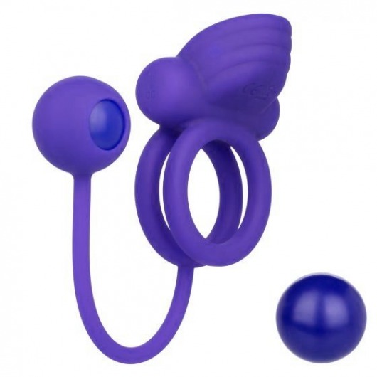 Фиолетовое эрекционное кольцо с утяжелителем Silicone Rechargeable Dual Rockin Rim Enhancer - California Exotic Novelties - в Новом Уренгое купить с доставкой