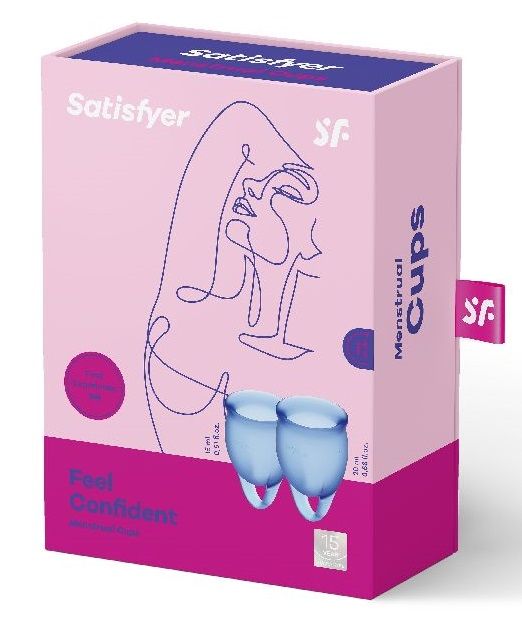 Набор синих менструальных чаш Feel confident Menstrual Cup - Satisfyer - купить с доставкой в Новом Уренгое