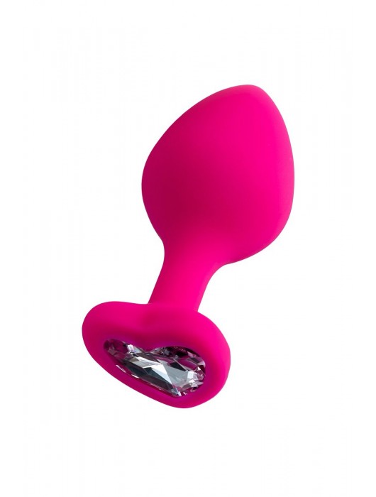 Розовая анальная втулка Diamond Heart с прозрачным кристаллом - 8 см. - ToyFa - купить с доставкой в Новом Уренгое