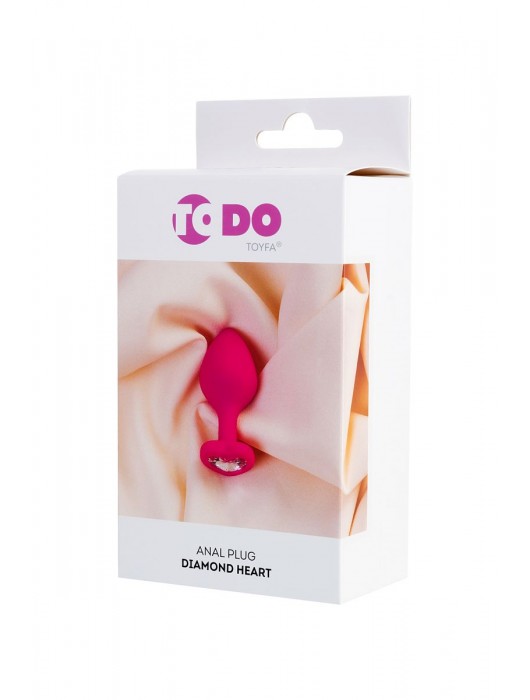 Розовая анальная втулка Diamond Heart с прозрачным кристаллом - 8 см. - ToyFa - купить с доставкой в Новом Уренгое