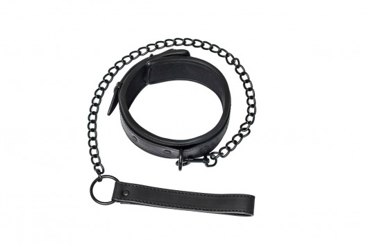 Черный ошейник с поводком Kinky - Lola Games - купить с доставкой в Новом Уренгое