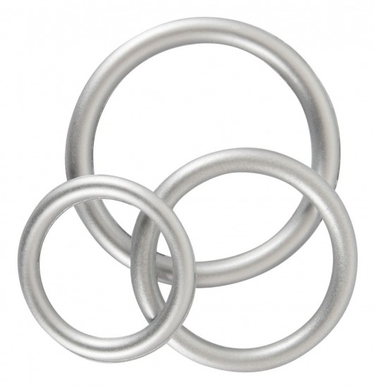 Набор из 3 эрекционных колец под металл Metallic Silicone Cock Ring Set - Orion - в Новом Уренгое купить с доставкой