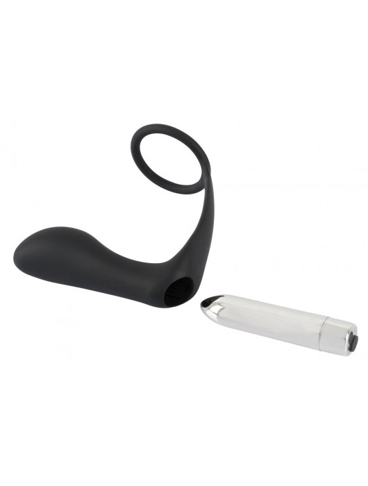 Черное эрекционное кольцо с анальной вибропробкой Vibrating Ring   Plug - Orion - в Новом Уренгое купить с доставкой