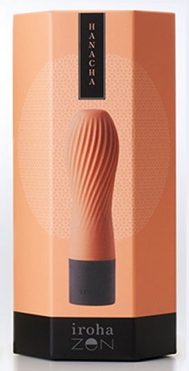 Персиковый рифленый мини-вибратор IROHA ZEN HANACHA - 12,7 см. - Tenga