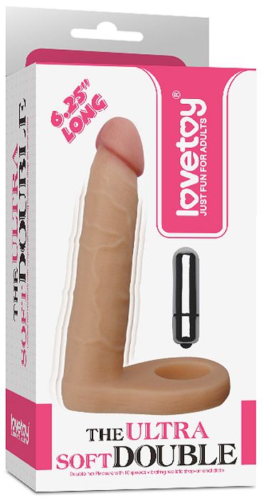 Телесная вибронасадка для двойного проникновения The Ultra Soft Double-Vibrating - 15,8 см. - Lovetoy - купить с доставкой в Новом Уренгое