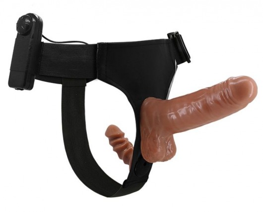 Страпон с вагинальной пробкой и вибрацией Ultra Passionate Harness - 16 см. - Baile - купить с доставкой в Новом Уренгое