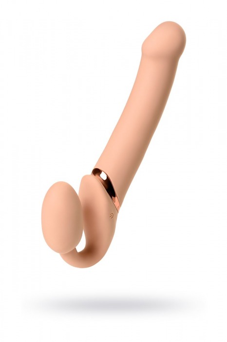 Телесный безремневой вибрострапон Vibrating Bendable Strap-On L - Strap-on-me - купить с доставкой в Новом Уренгое