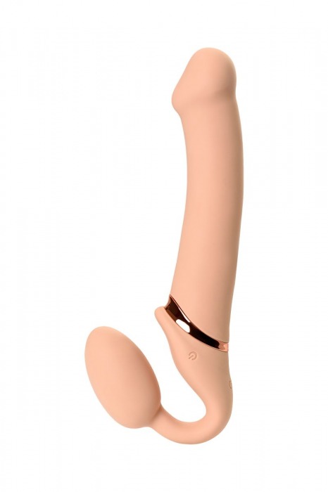 Телесный безремневой вибрострапон Vibrating Bendable Strap-On L - Strap-on-me - купить с доставкой в Новом Уренгое