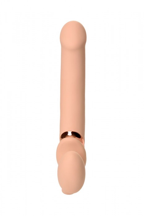 Телесный безремневой вибрострапон Vibrating Bendable Strap-On L - Strap-on-me - купить с доставкой в Новом Уренгое