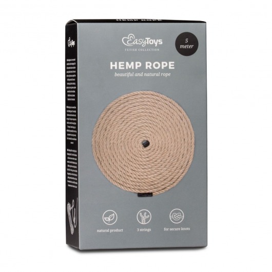 Пеньковая веревка для связывания Hemp Rope - 5 м. - Easy toys - купить с доставкой в Новом Уренгое