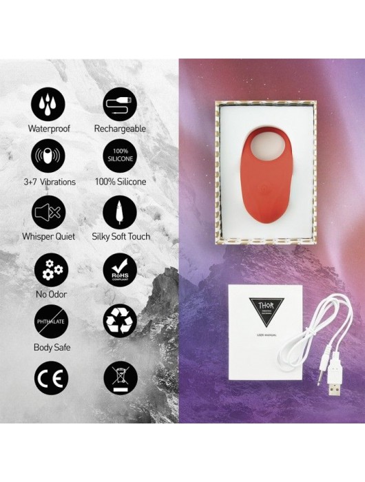 Красное кольцо с вибрацией Thor Cockring - FeelzToys - в Новом Уренгое купить с доставкой