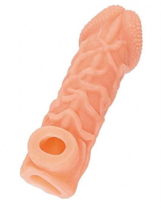 Телесная закрытая насадка с венками Cock Sleeve Size S - 13,8 см. - KOKOS - в Новом Уренгое купить с доставкой