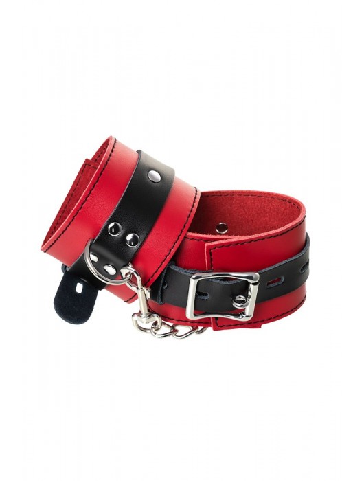 Красно-черные оковы на ноги из кожи - ToyFa - купить с доставкой в Новом Уренгое