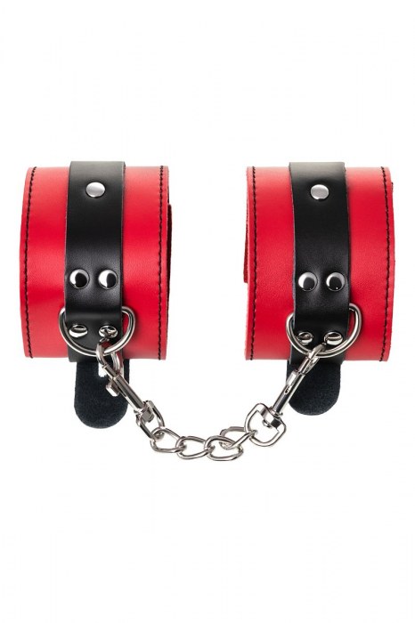 Красно-черные оковы на ноги из кожи - ToyFa - купить с доставкой в Новом Уренгое