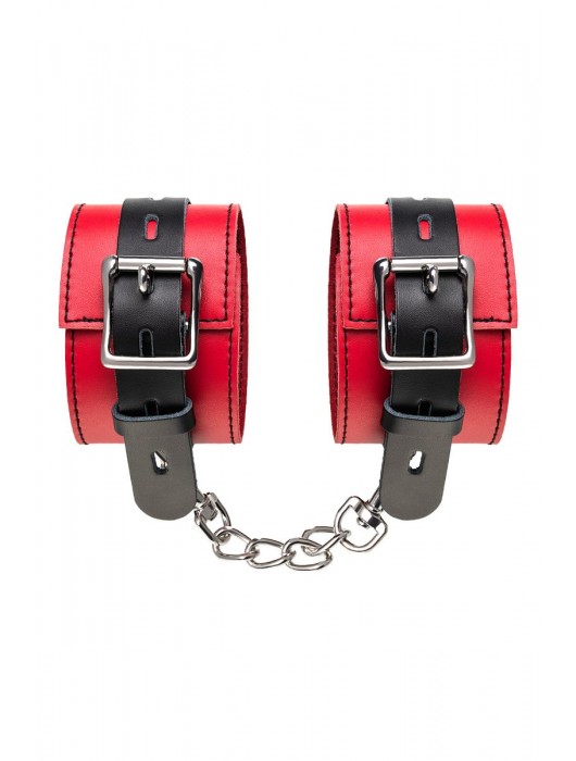 Красно-черные оковы на ноги из кожи - ToyFa - купить с доставкой в Новом Уренгое