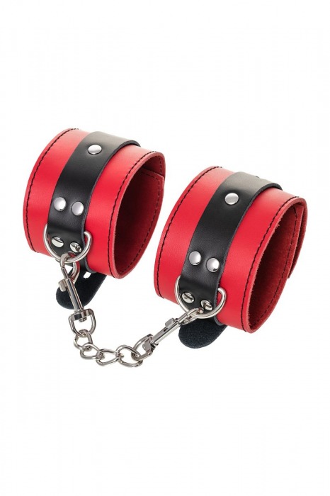 Красно-черные оковы на ноги из кожи - ToyFa - купить с доставкой в Новом Уренгое